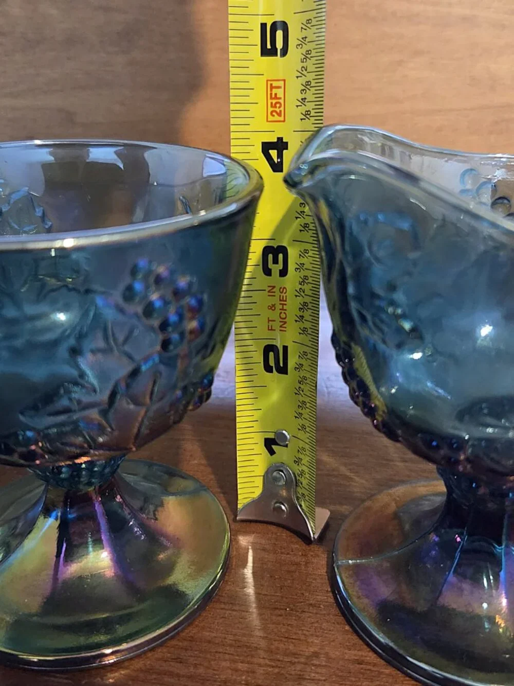 Vintage Colony Harvest Blue Carnival Glass Creamer & Sugar Set | Indiana Glass
